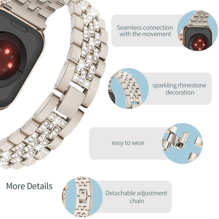 For Apple Watch SE 2023 44mm Bling Diamond Chain Metal Watch Band