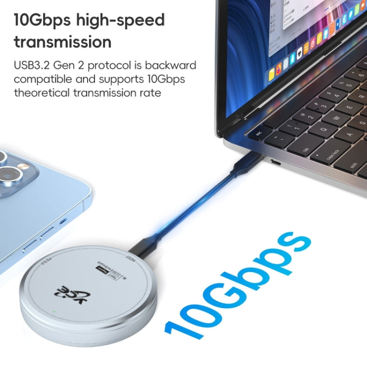 YCE-V195C USB-C / Type-C to M.2 NVMe + PD 3.0 Magnetic Hard Drive Enclosure - Grey