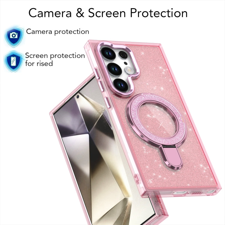 For Samsung Galaxy S24 Ultra Glitter Ring Holder MagSafe Phone Case
