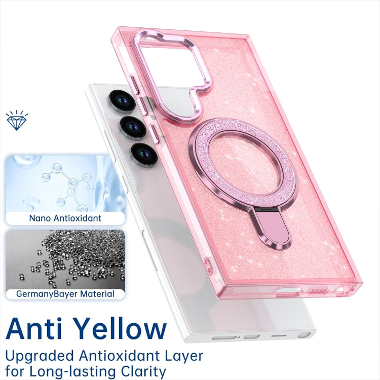For Samsung Galaxy S24 Ultra Glitter Ring Holder MagSafe Phone Case