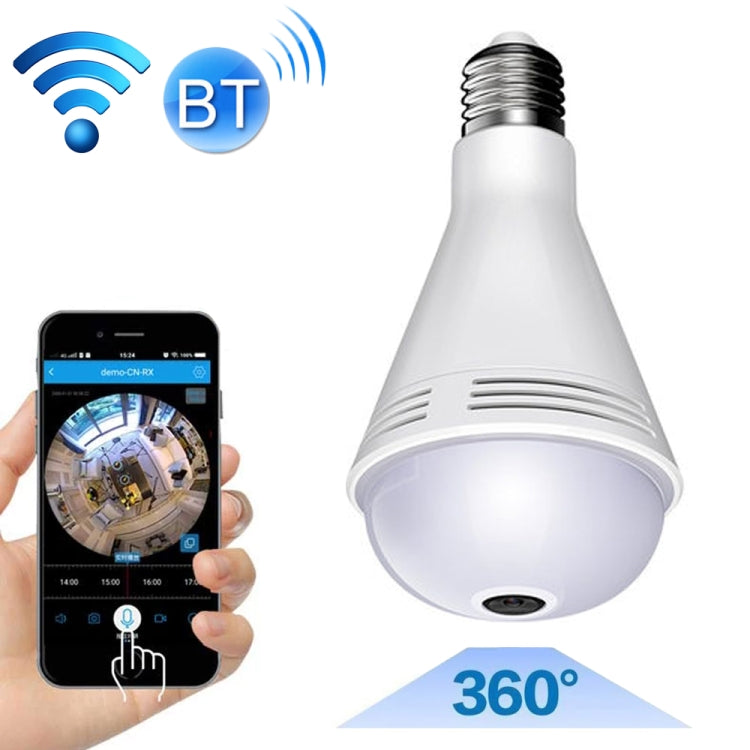B13-Y 1.3 Million Pixels 360-degrees Panoramic Lighting Monitoring Dual-use Colorful Bluetooth WiFi Network HD Bulb Camera, Support Motion Detection & Two-way voice, Specification:Host+64G Card(White)