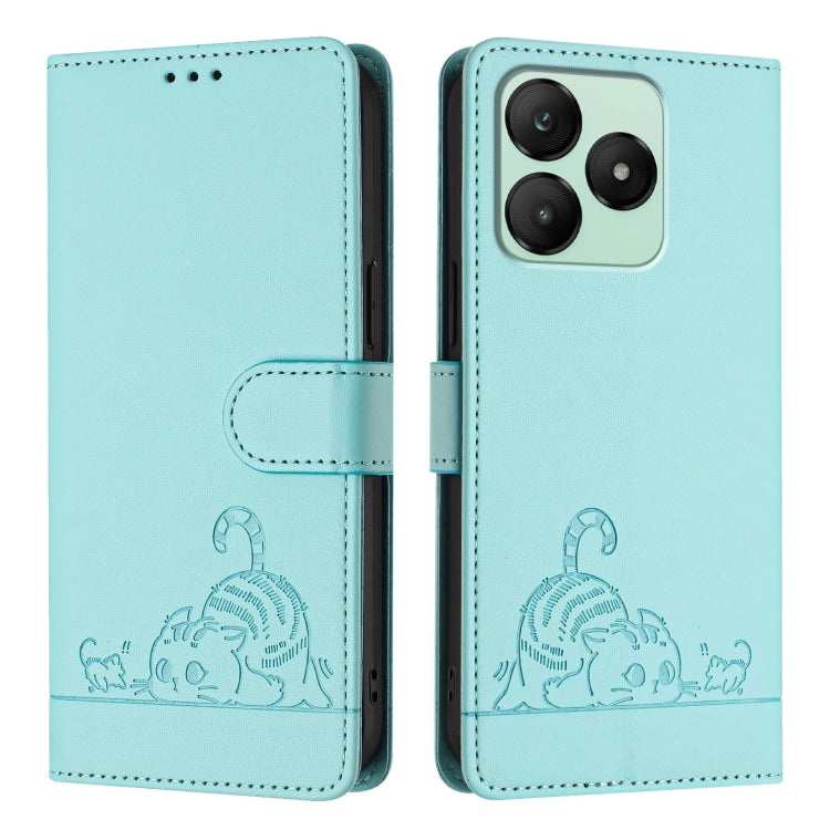 For Wiko T20 Cat Rat Embossed RFID Leather Phone Case with Lanyard
