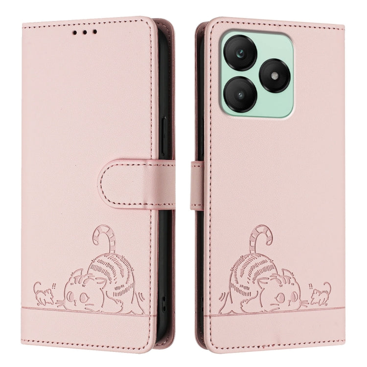 For Wiko T20 Cat Rat Embossed RFID Leather Phone Case with Lanyard