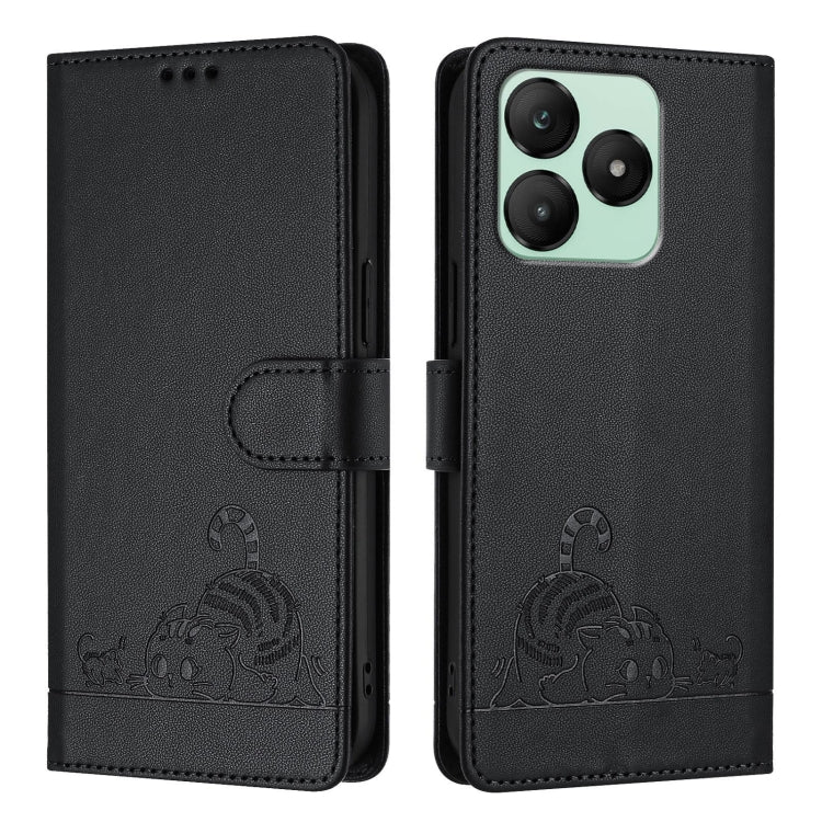 For Wiko T20 Cat Rat Embossed RFID Leather Phone Case with Lanyard