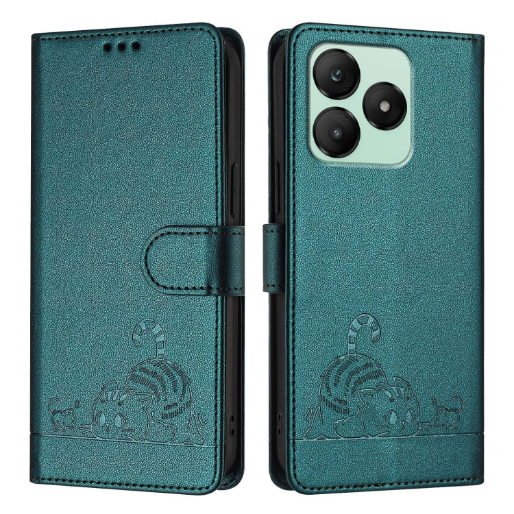 For Wiko T20 Cat Rat Embossed RFID Leather Phone Case with Lanyard