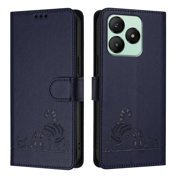 For Wiko T20 Cat Rat Embossed RFID Leather Phone Case with Lanyard