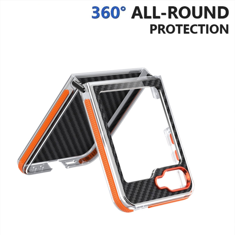 For Samsung Galaxy Z Flip5 Dual-Color Carbon Fiber 360 Rotating Holder Phone Case