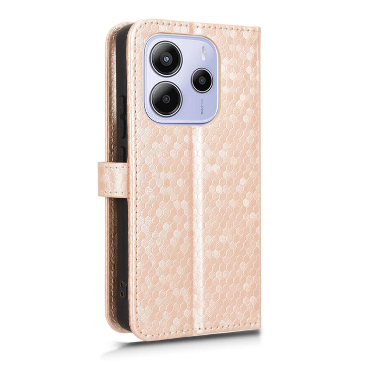 For Redmi Note 14 4G 163.25mm Honeycomb Dot Texture Leather Phone Case