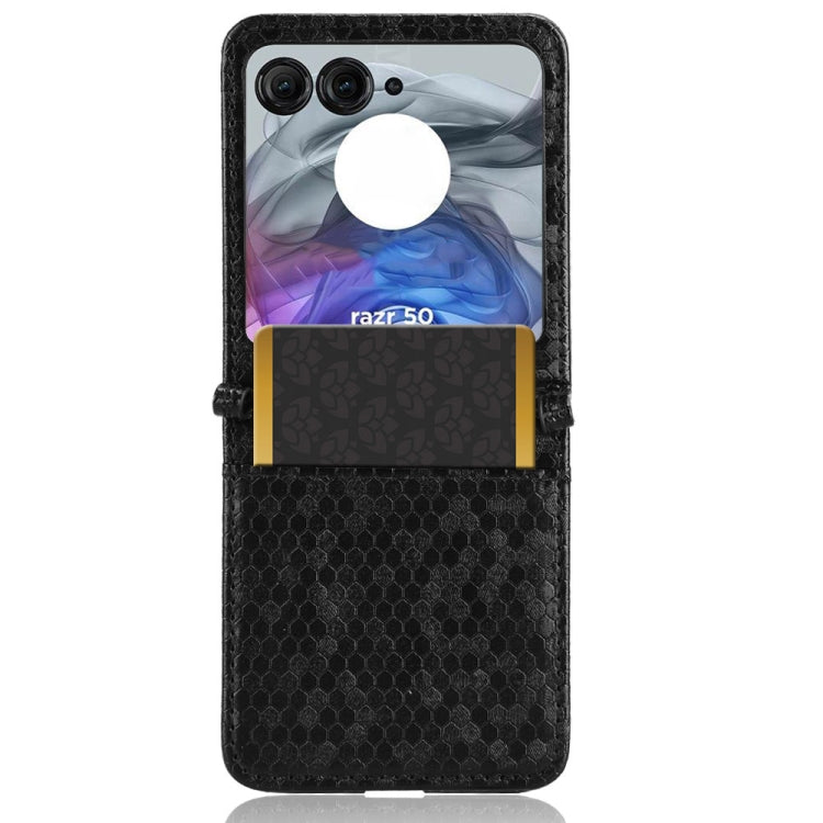 For Motorola Razr 50 Honeycomb Dot Texture Card Slot Leather Phone Case