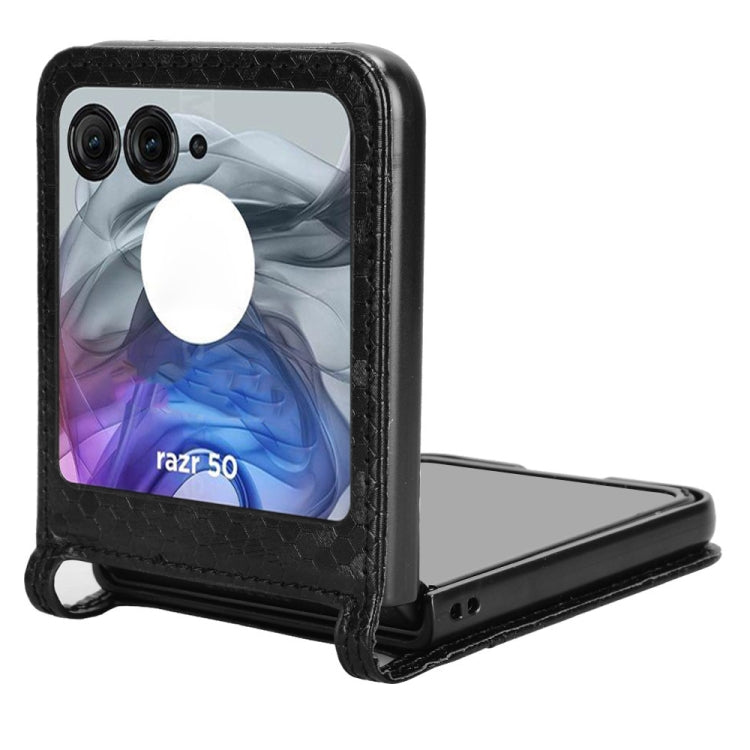 For Motorola Razr 50 Honeycomb Dot Texture Card Slot Leather Phone Case