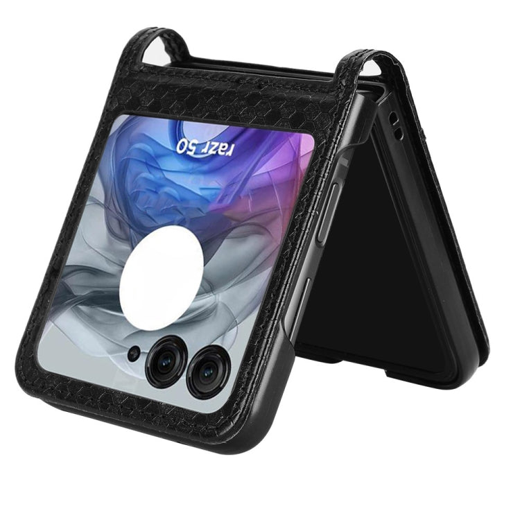 For Motorola Razr 50 Honeycomb Dot Texture Card Slot Leather Phone Case