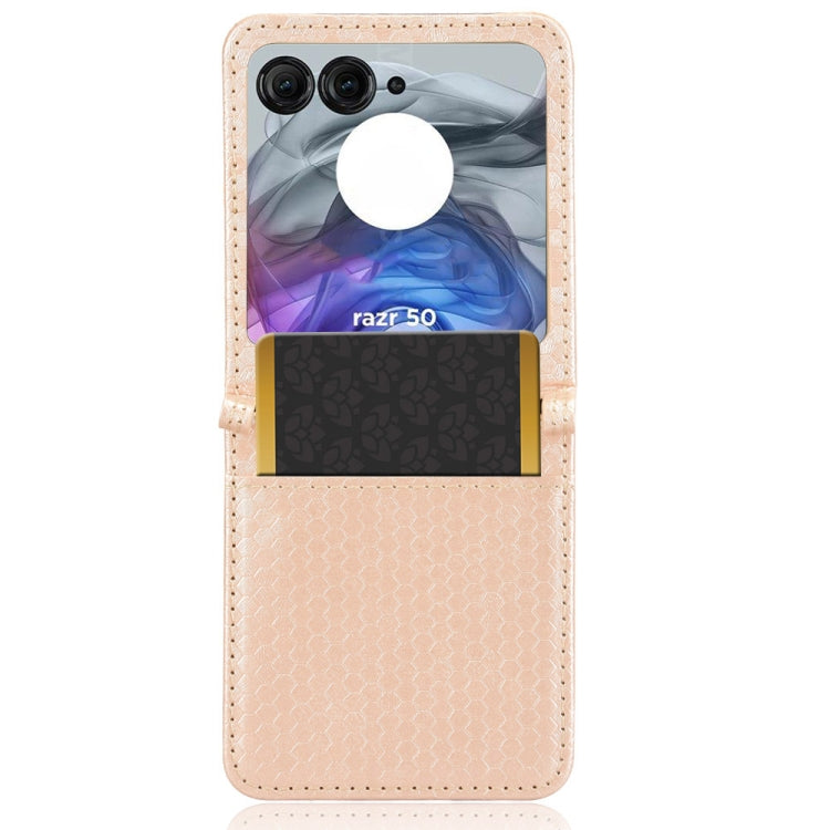 For Motorola Razr 50 Honeycomb Dot Texture Card Slot Leather Phone Case