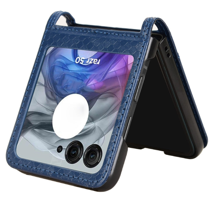For Motorola Razr 50 Honeycomb Dot Texture Card Slot Leather Phone Case