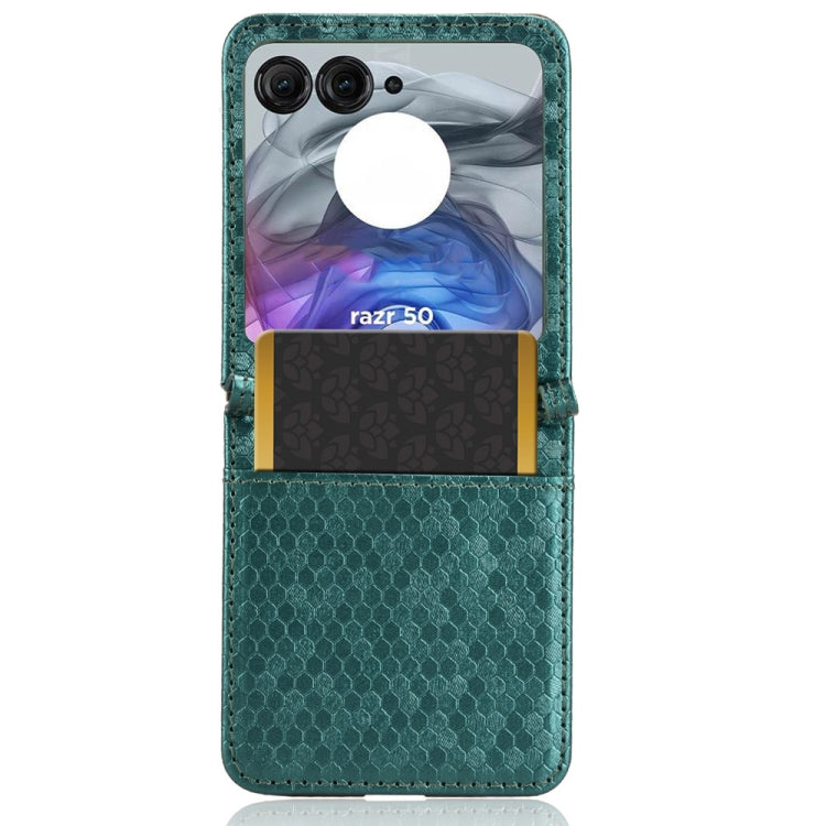 For Motorola Razr 50 Honeycomb Dot Texture Card Slot Leather Phone Case
