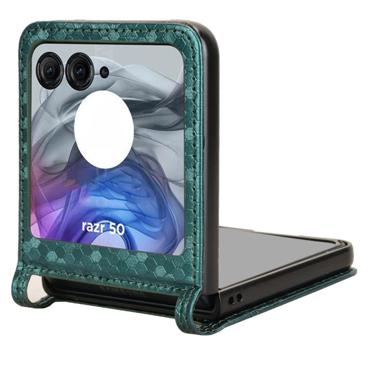 For Motorola Razr 50 Honeycomb Dot Texture Card Slot Leather Phone Case