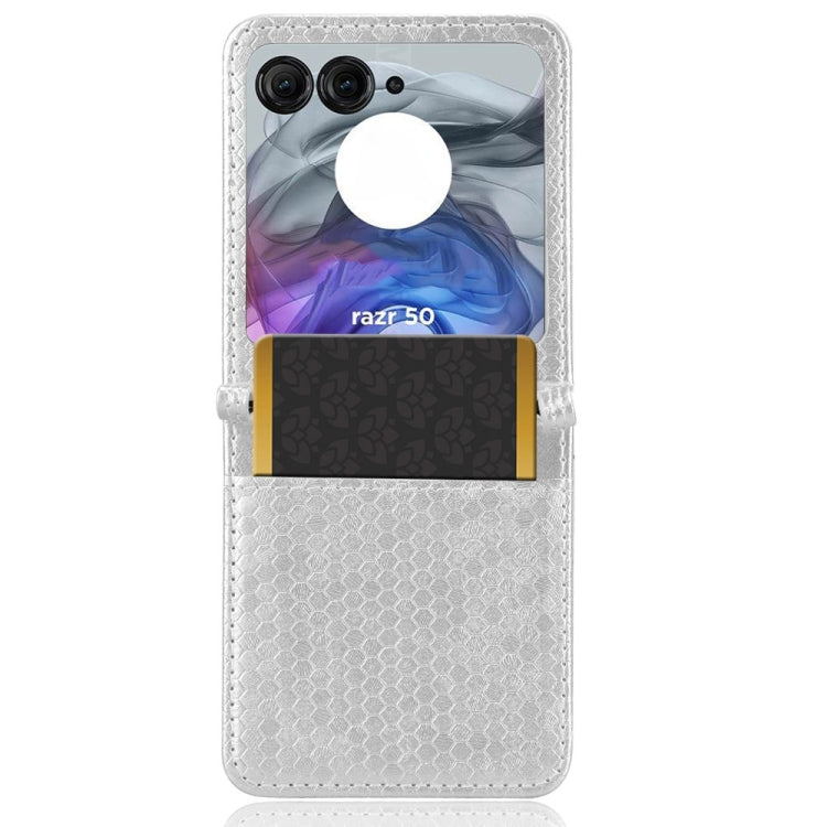 For Motorola Razr 50 Honeycomb Dot Texture Card Slot Leather Phone Case