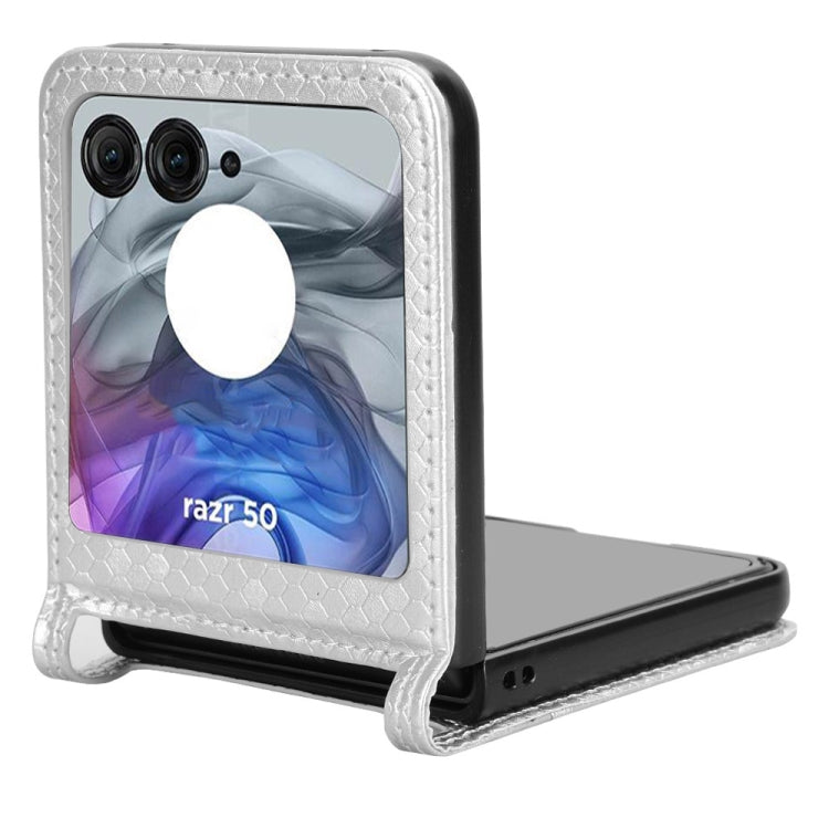 For Motorola Razr 50 Honeycomb Dot Texture Card Slot Leather Phone Case