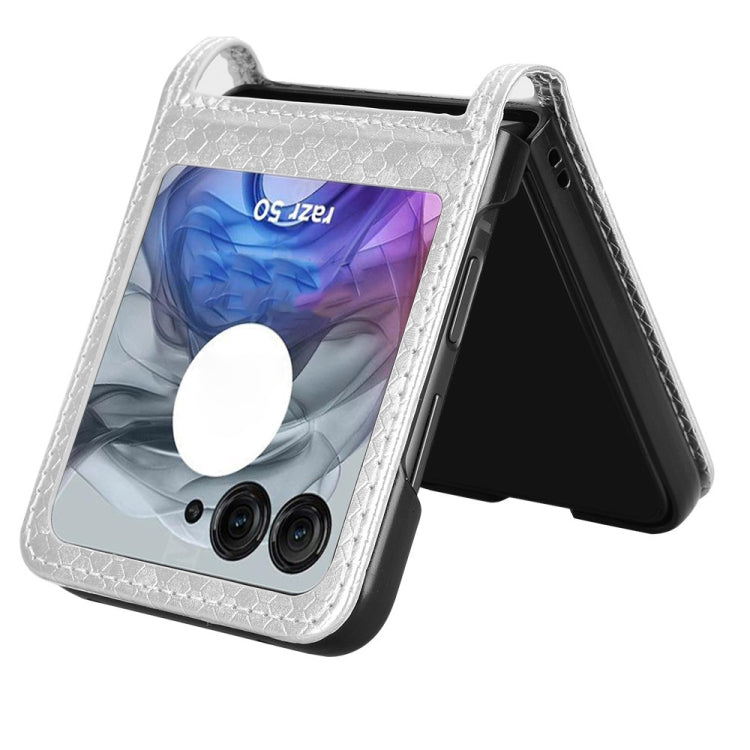 For Motorola Razr 50 Honeycomb Dot Texture Card Slot Leather Phone Case