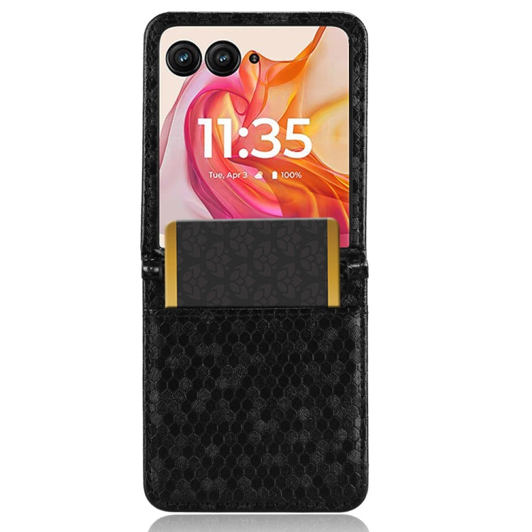 For Motorola Razr 50 Ultra Honeycomb Dot Texture Card Slot Leather Phone Case
