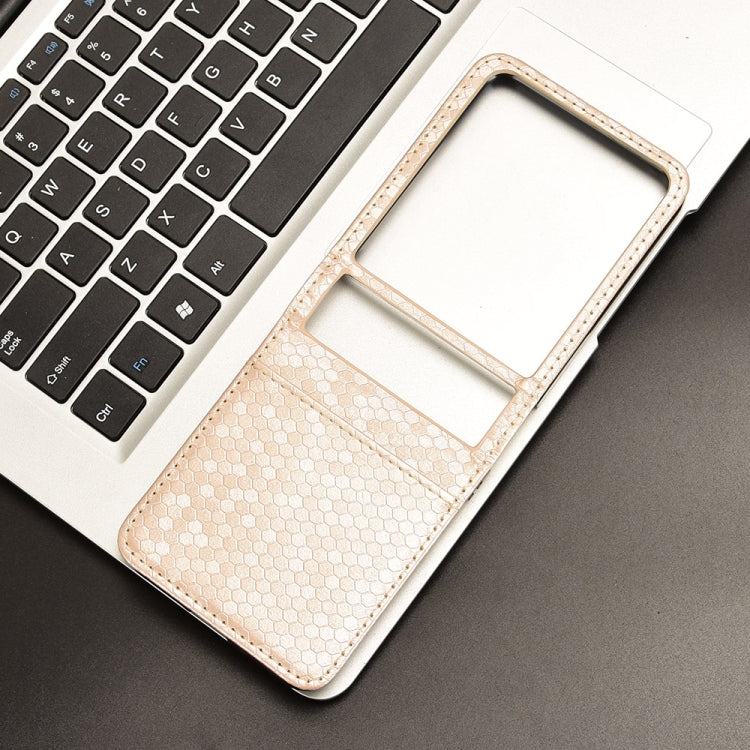 For Motorola Razr 50 Ultra Honeycomb Dot Texture Card Slot Leather Phone Case