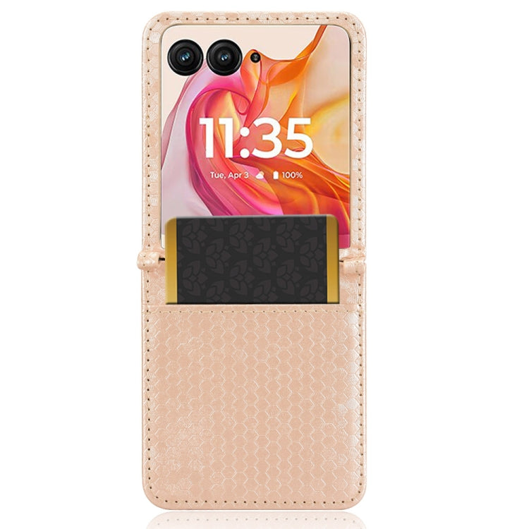 For Motorola Razr 50 Ultra Honeycomb Dot Texture Card Slot Leather Phone Case