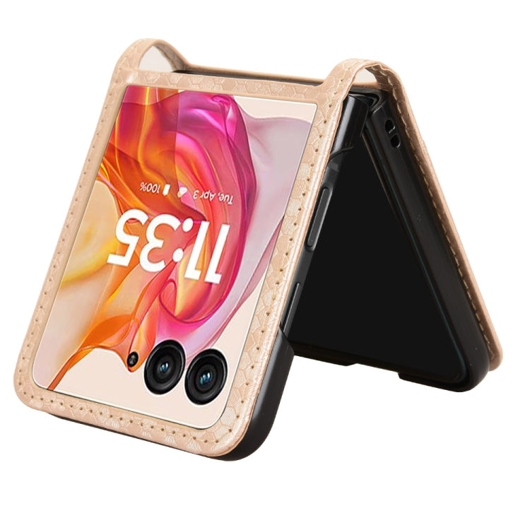 For Motorola Razr 50 Ultra Honeycomb Dot Texture Card Slot Leather Phone Case