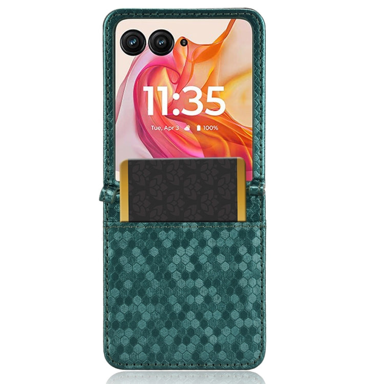 For Motorola Razr 50 Ultra Honeycomb Dot Texture Card Slot Leather Phone Case