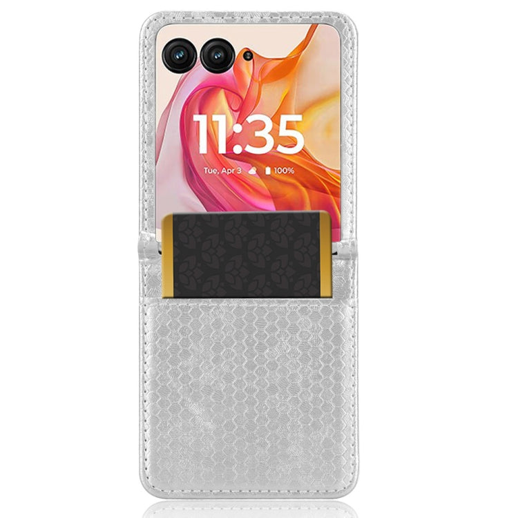 For Motorola Razr 50 Ultra Honeycomb Dot Texture Card Slot Leather Phone Case