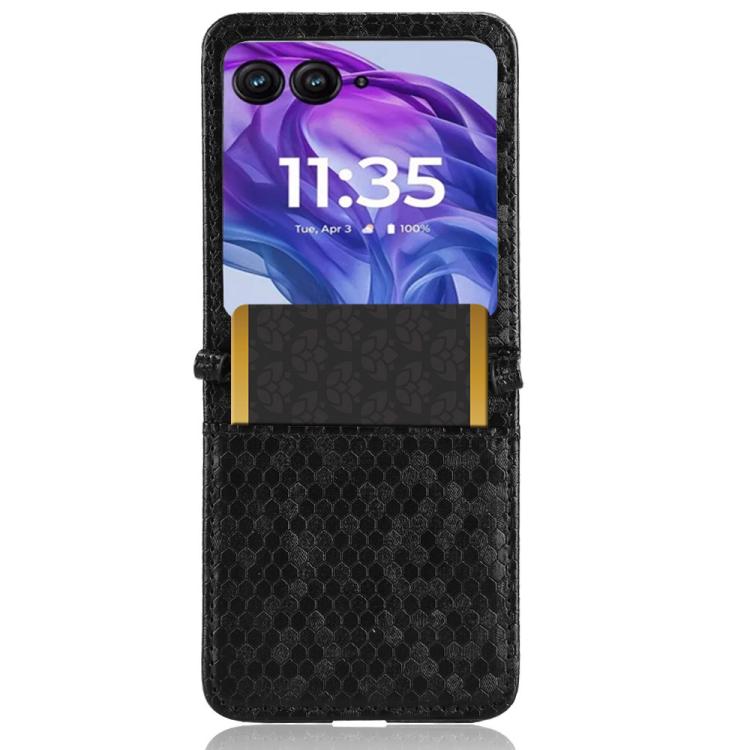 For Motorola Razr 60 Honeycomb Dot Texture Card Slot Leather Phone Case