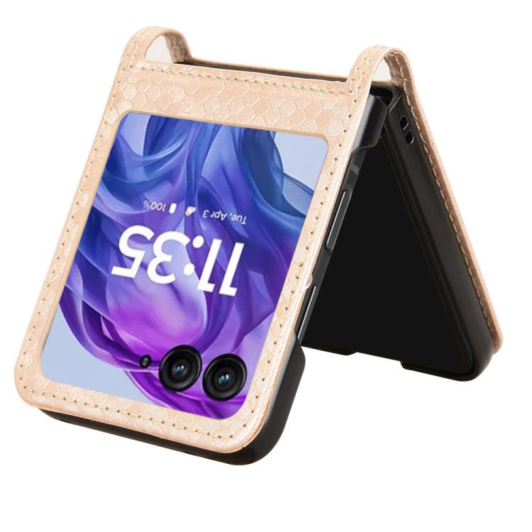For Motorola Razr 60 Honeycomb Dot Texture Card Slot Leather Phone Case