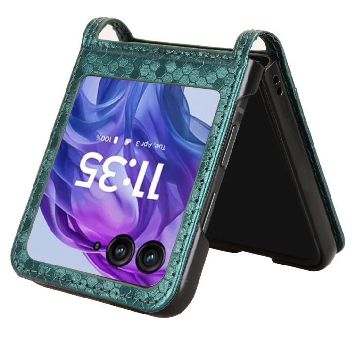 For Motorola Razr 60 Honeycomb Dot Texture Card Slot Leather Phone Case