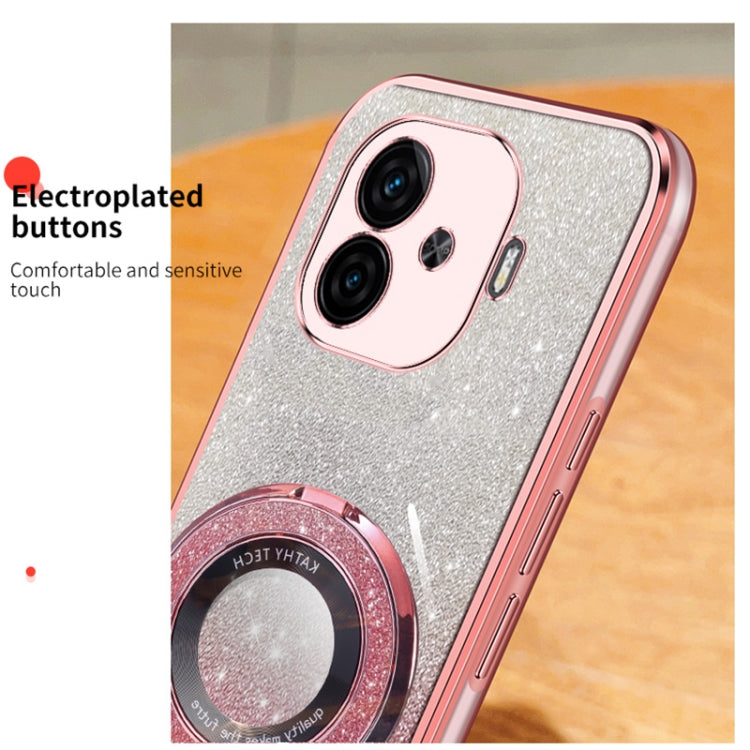 For vivo iQOO Neo Z9 Plated Gradient Glitter Round Holder TPU Phone Case