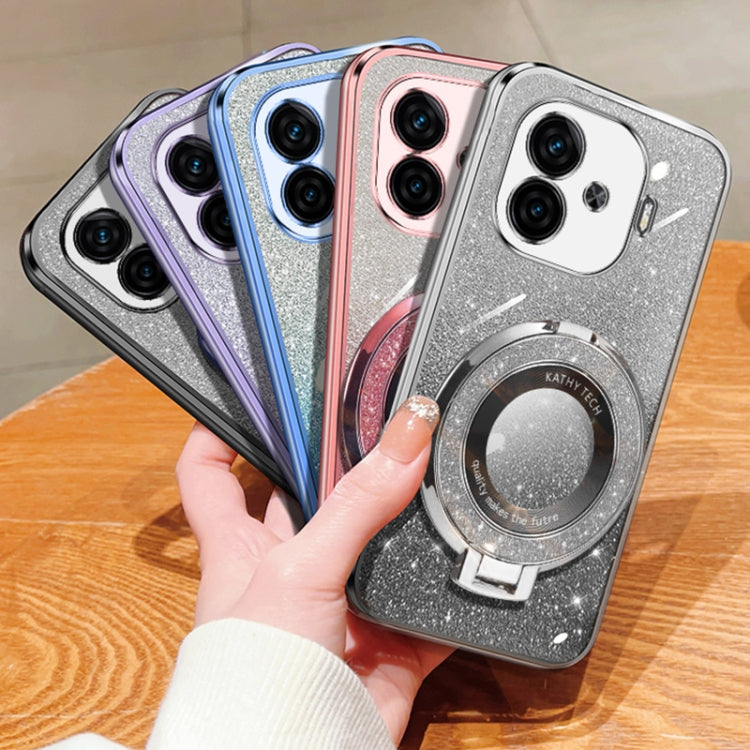 For vivo iQOO Neo Z9 Plated Gradient Glitter Round Holder TPU Phone Case