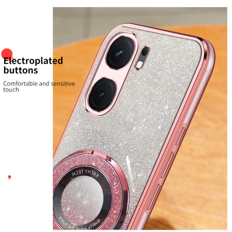For vivo iQOO Neo9 Plated Gradient Glitter Round Holder TPU Phone Case