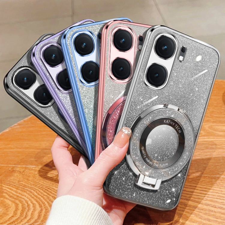 For vivo iQOO Neo9 Plated Gradient Glitter Round Holder TPU Phone Case