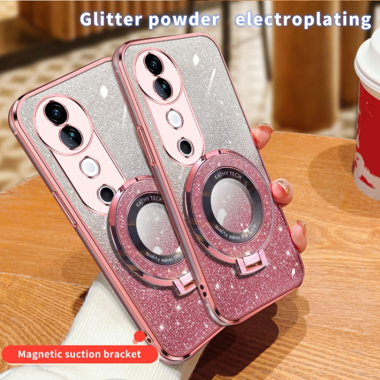 For vivo S19 Plated Gradient Glitter Round Holder TPU Phone Case