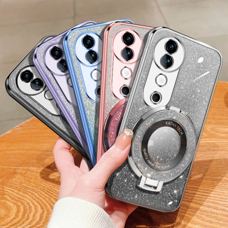 For vivo S19 Plated Gradient Glitter Round Holder TPU Phone Case