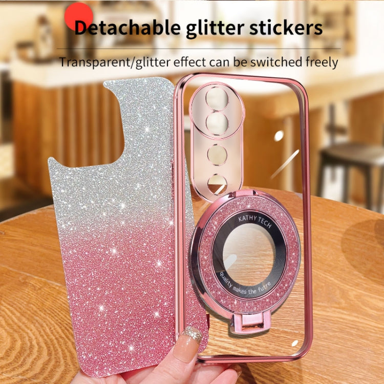 For vivo S19 Plated Gradient Glitter Round Holder TPU Phone Case