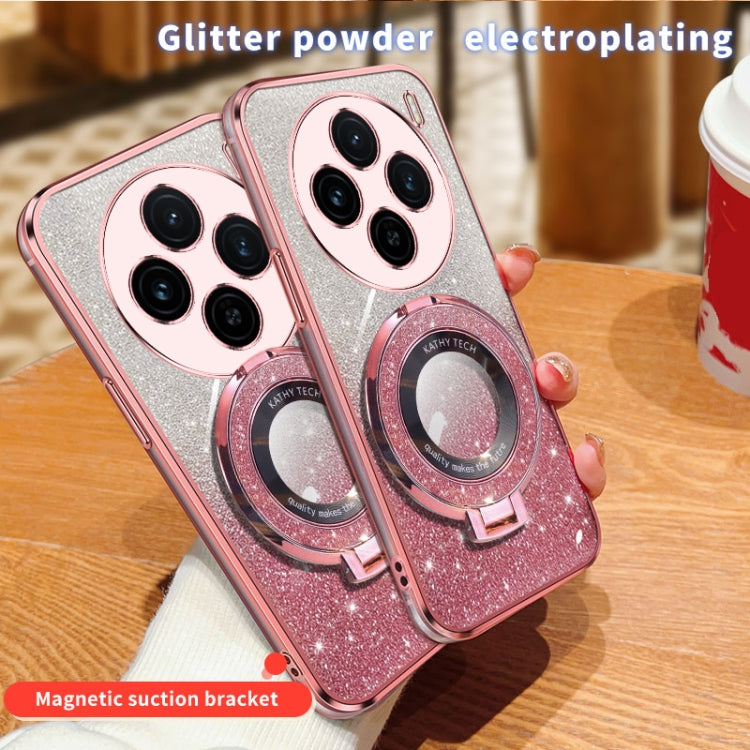 For vivo X100s Plated Gradient Glitter Round Holder TPU Phone Case