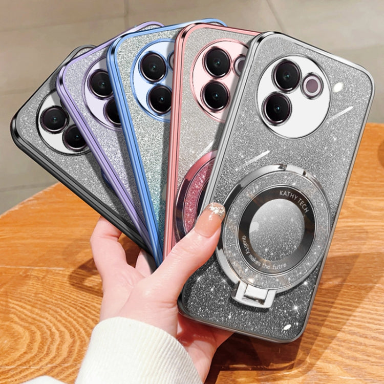 For vivo V30e Plated Gradient Glitter Round Holder TPU Phone Case