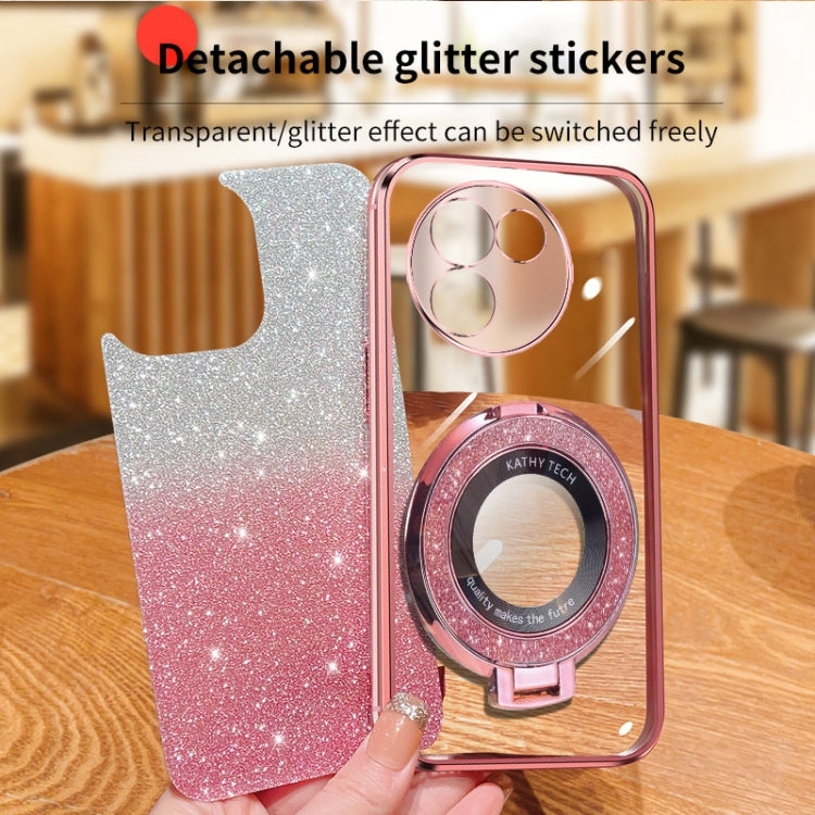 For vivo V30e Plated Gradient Glitter Round Holder TPU Phone Case