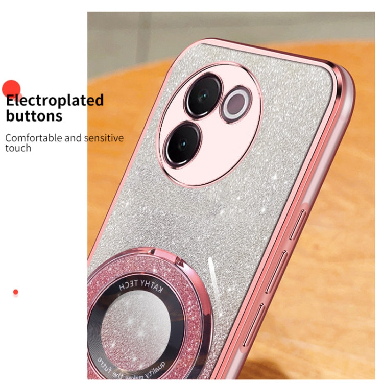 For vivo V30e Plated Gradient Glitter Round Holder TPU Phone Case