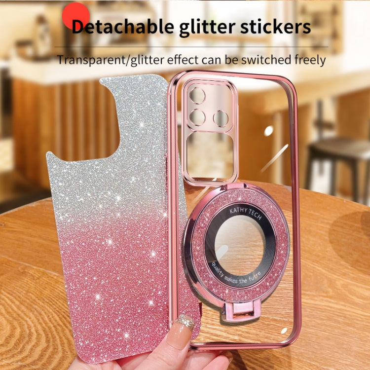 For vivo S18 Pro Plated Gradient Glitter Round Holder TPU Phone Case