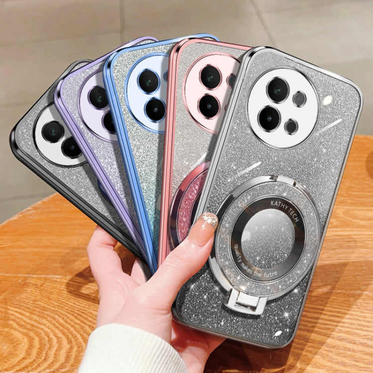 For vivo S18e Plated Gradient Glitter Round Holder TPU Phone Case