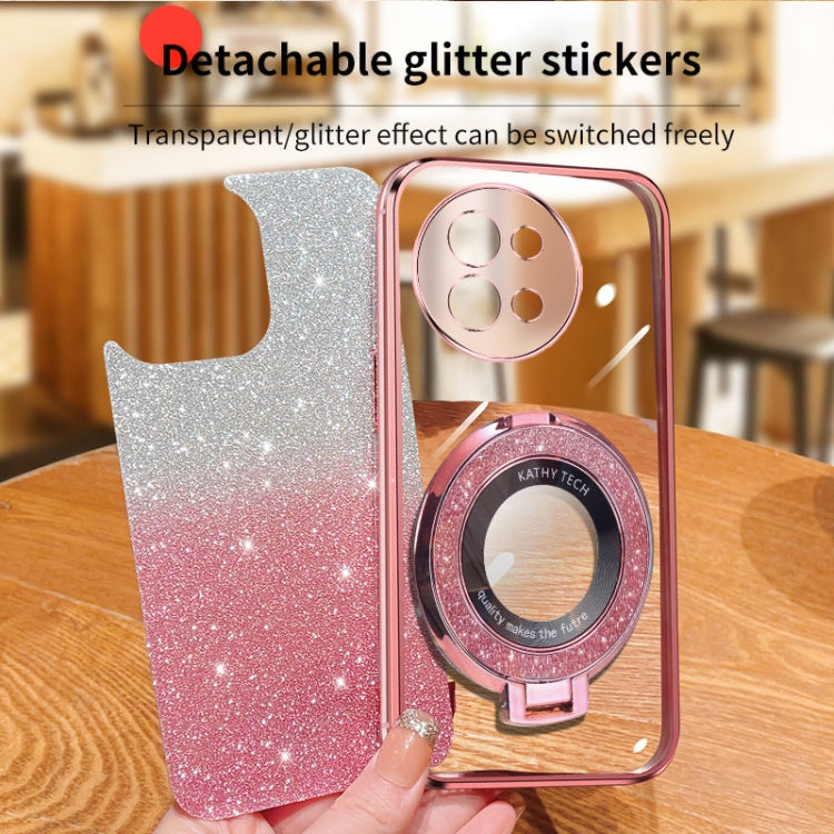 For vivo S18e Plated Gradient Glitter Round Holder TPU Phone Case