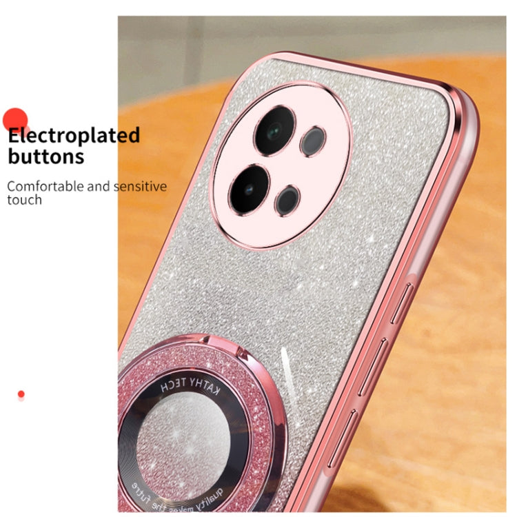 For vivo S18e Plated Gradient Glitter Round Holder TPU Phone Case