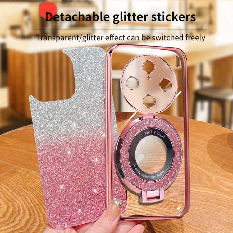 For vivo X100 Pro Plated Gradient Glitter Round Holder TPU Phone Case