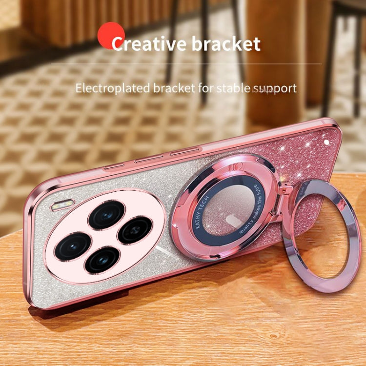 For vivo X100 Plated Gradient Glitter Round Holder TPU Phone Case
