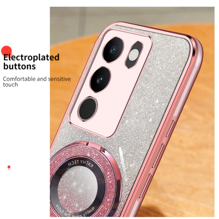For vivo S17T / S17 / S17 Pro Plated Gradient Glitter Round Holder TPU Phone Case