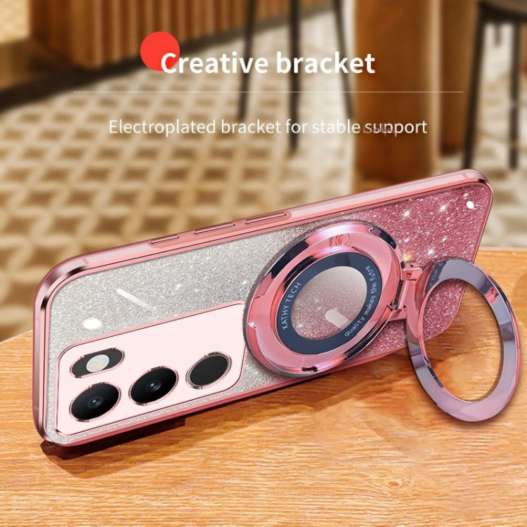 For vivo S17T / S17 / S17 Pro Plated Gradient Glitter Round Holder TPU Phone Case